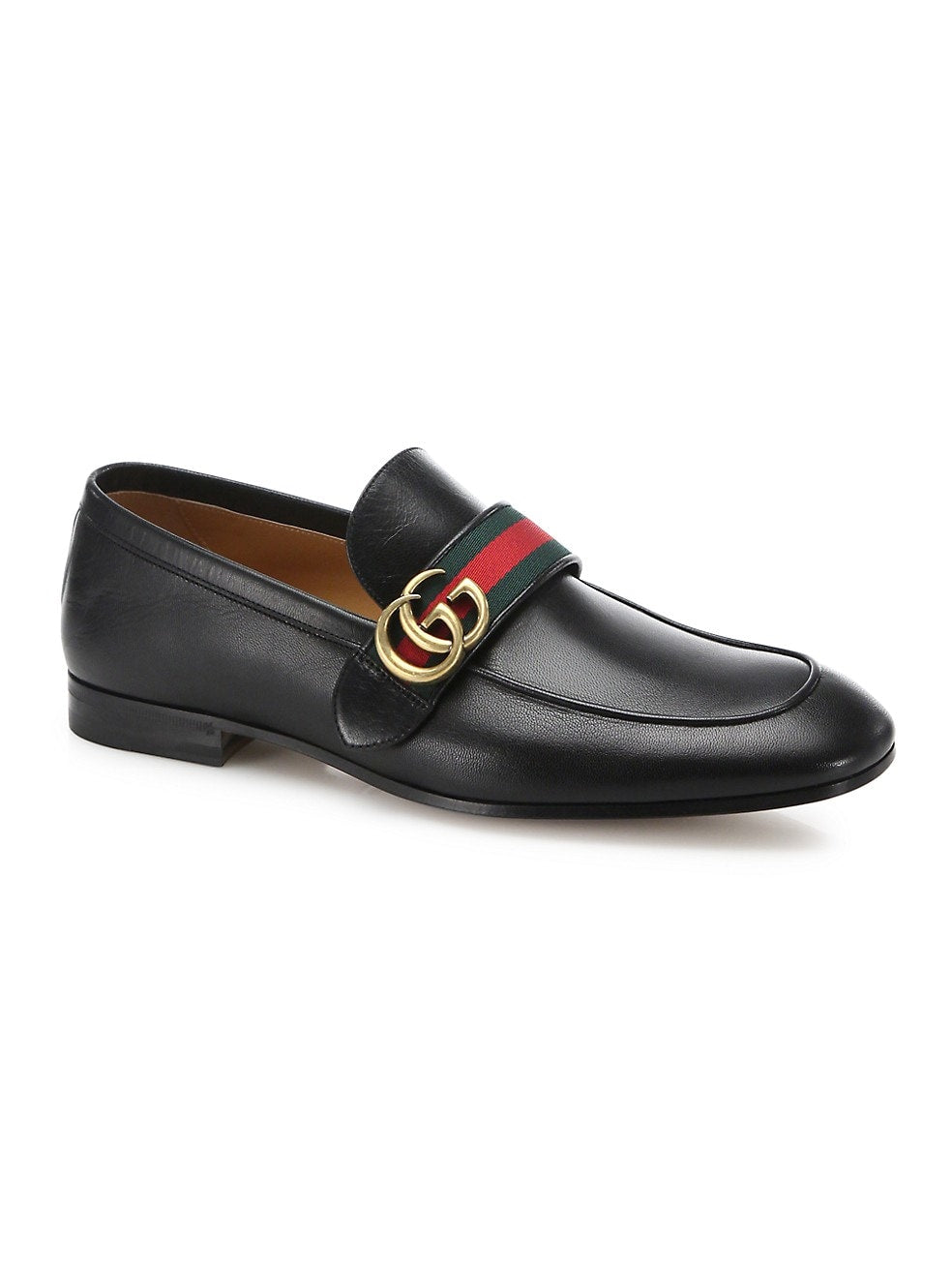 Mocassins en cuir Gucci avec bande Web GG