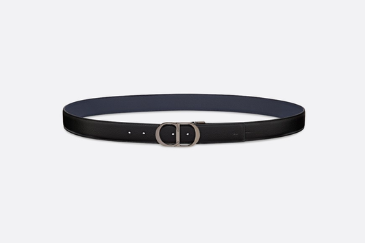 CEINTURE DIOR 35 MM HOMME EN CUIR DE VEAU GRAINÉ NOIR ET BLEU MARINE