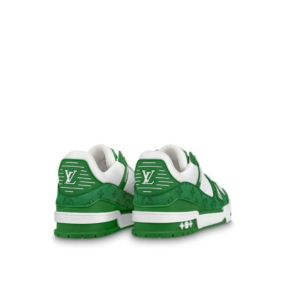 Louis Vuitton LV Trainer Sneaker Monogram Denim White Green