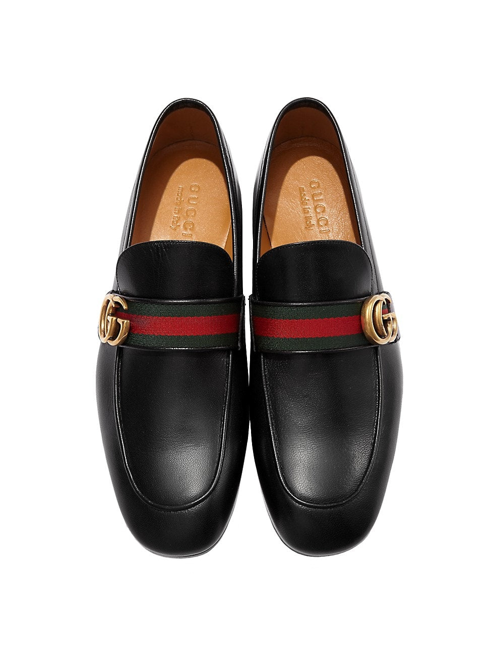 Mocassins en cuir Gucci avec bande Web GG