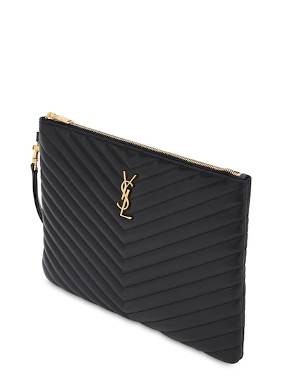 YSL Yves SAINT LAURENT MD QUILTED LEATHER POUCH