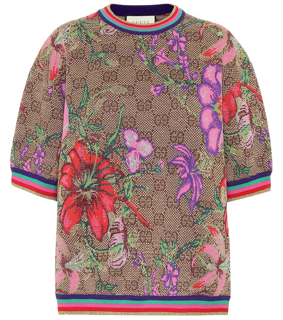 GUCCI GG Flora wool-blend jacquard top sweater - UN ATELIER