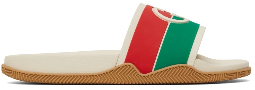 Sandale à glissière GUCCI blanc cassé à verrouillage G