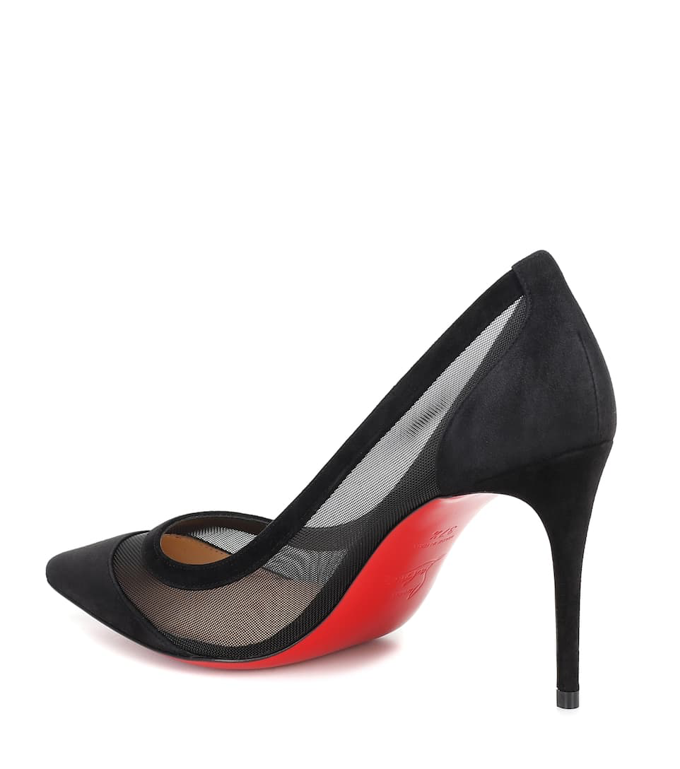 Escarpins CHRISTIAN LOUBOUTIN en daim et résille 85