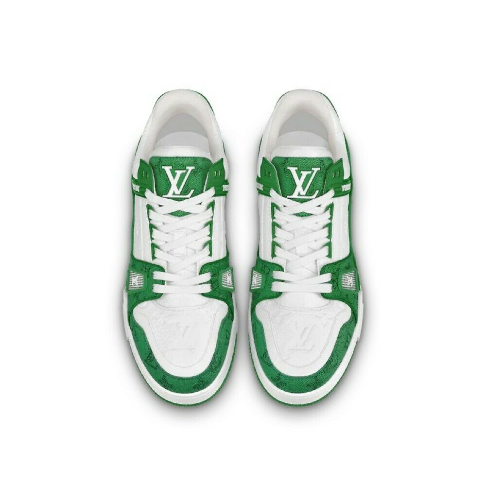 Louis Vuitton LV Trainer Sneaker Monogram Denim Blanc Vert