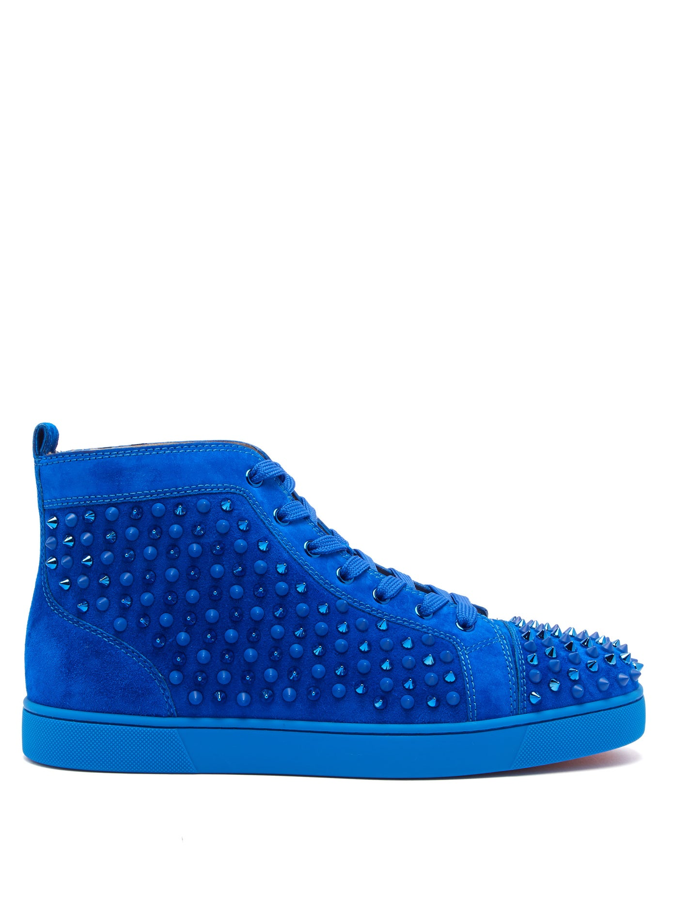 Men Louboutin Louis spike-embellished  Sneakers high-top suede  Blue