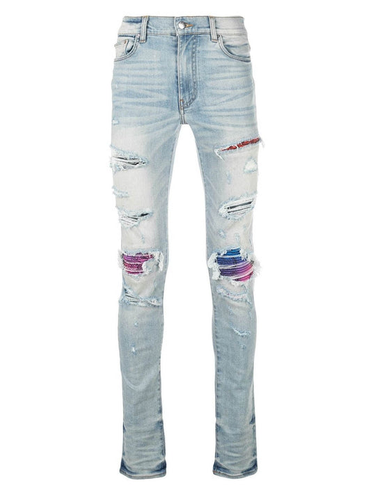 Men Rainbow  AMIRI Skinny-Fit Stretch-Denim Jeans