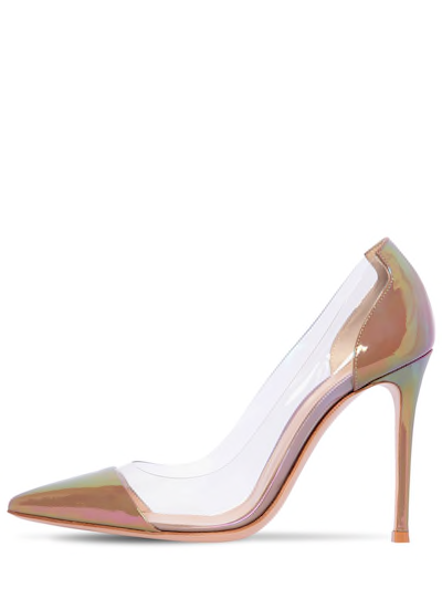 GIANVITO ROSSI 105MM PLEXI & IRIDESCENT LEATHER PUMPS