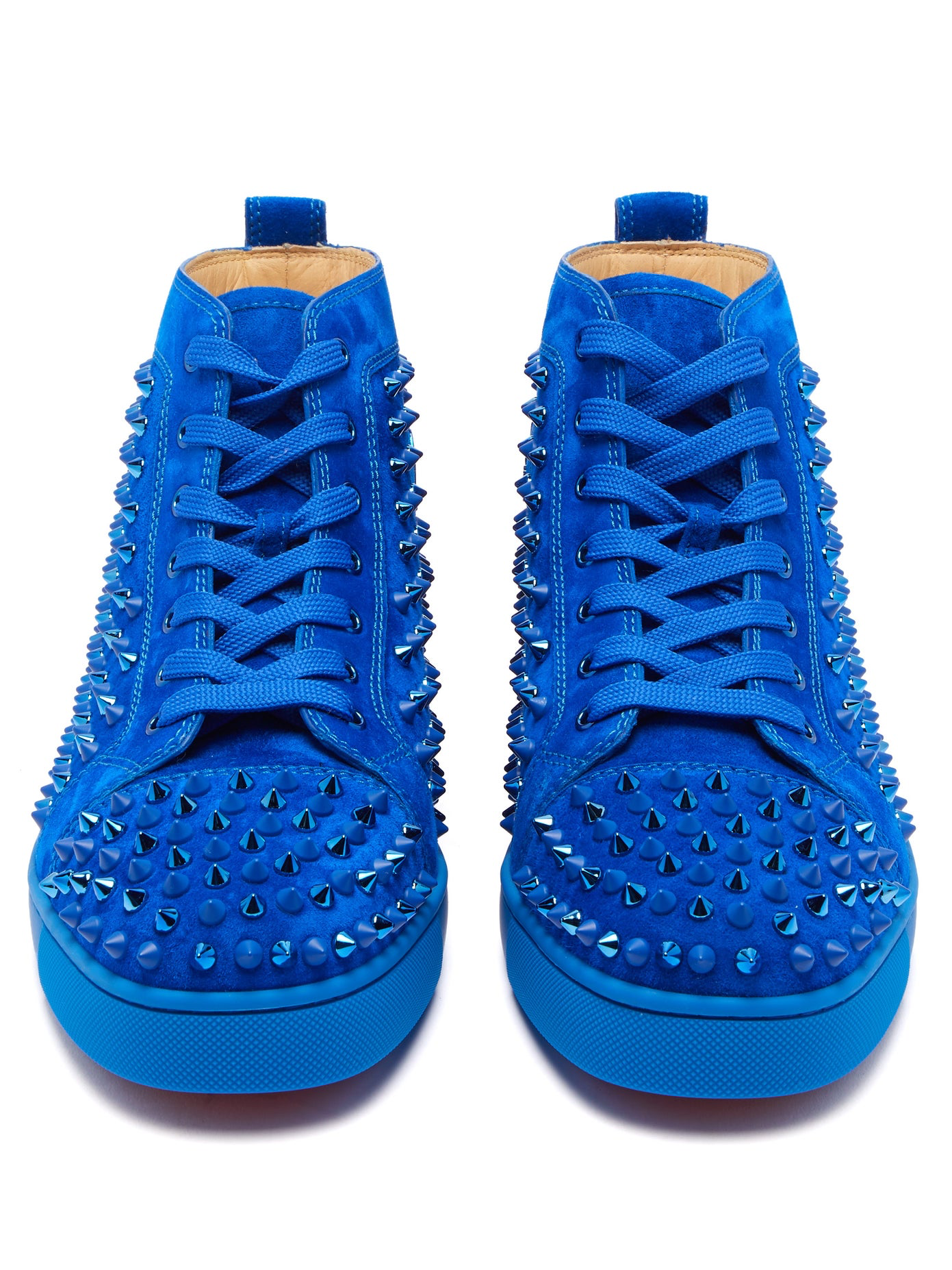 Men Louboutin Louis spike-embellished  Sneakers high-top suede  Blue