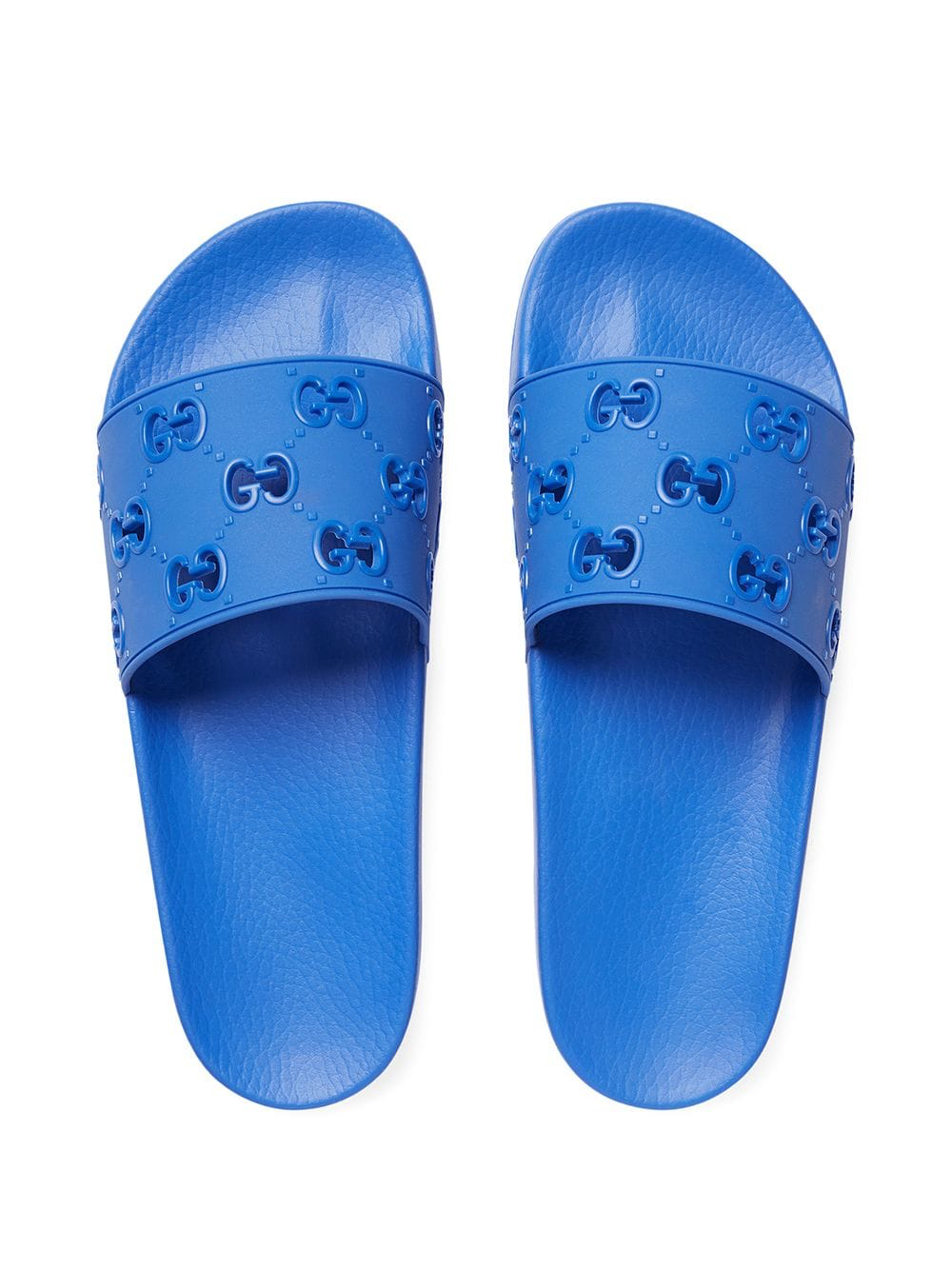 Men Gucci rubber GG slide sandal in Blue