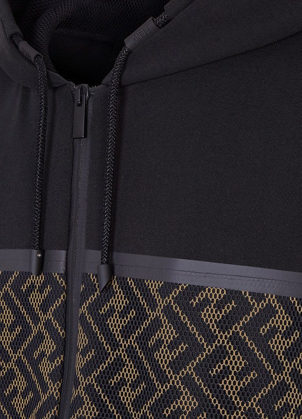 FENDI Sweat à capuche zippé en maille FF