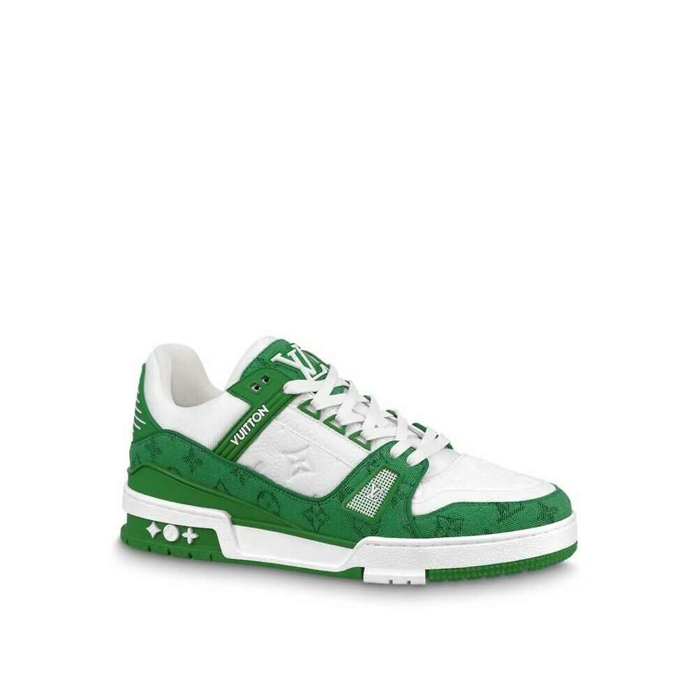 Louis Vuitton LV Trainer Sneaker Monogram Denim Blanc Vert