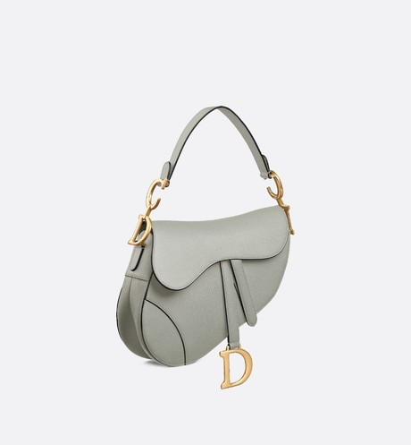 DIOR GRAY STONE SADDLE GRAIN CALFSKIN BAG