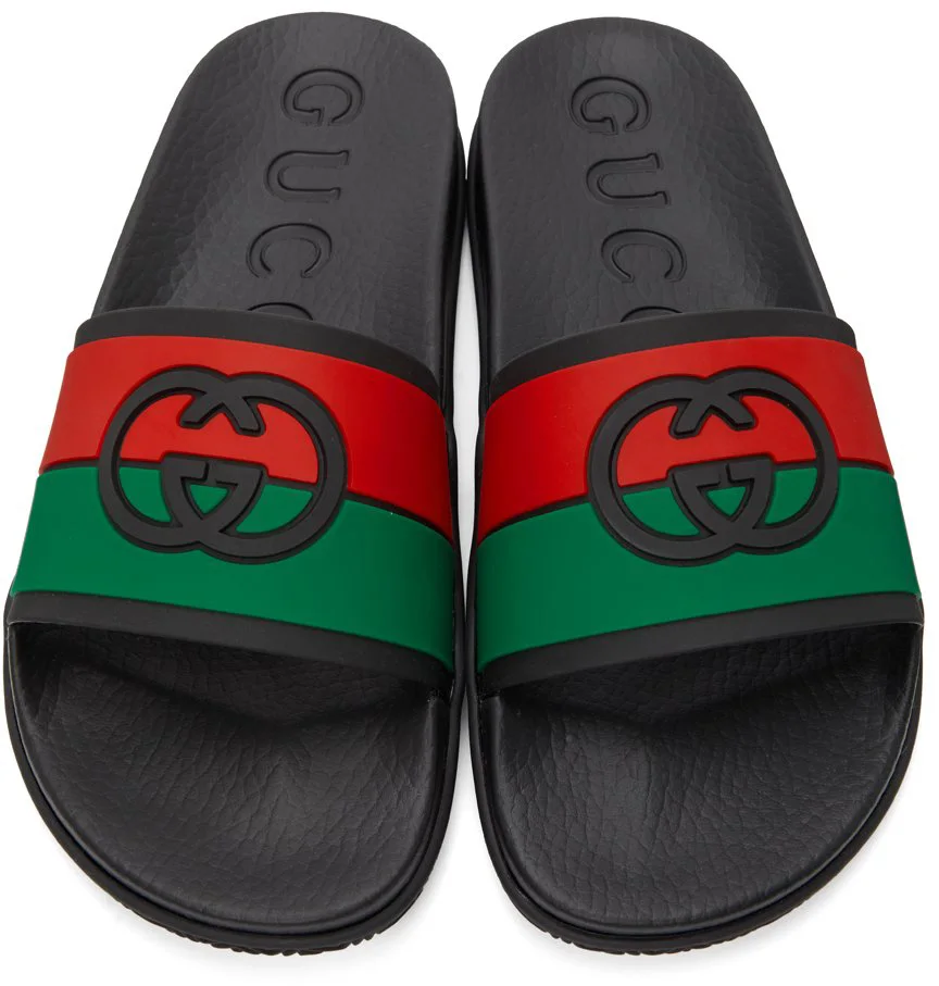 GUCCI Black Interlocking G Slide Sandal