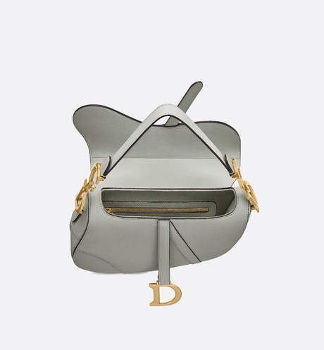 DIOR GRAY STONE SADDLE GRAIN CALFSKIN BAG