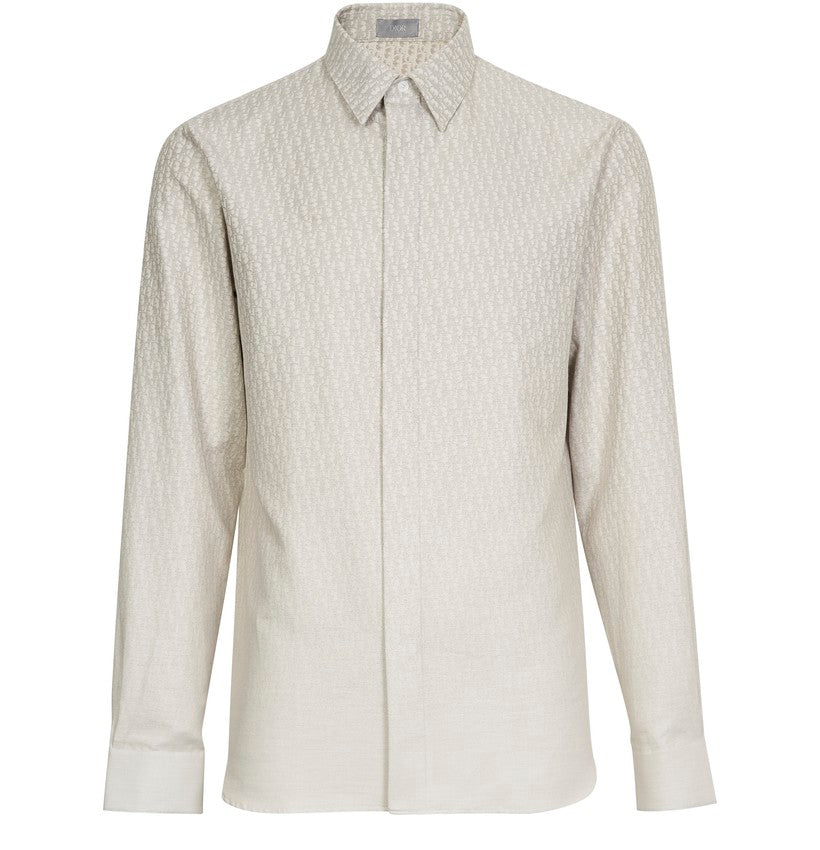 MEN DIOR Oblique jacquard gradient cotton shirt