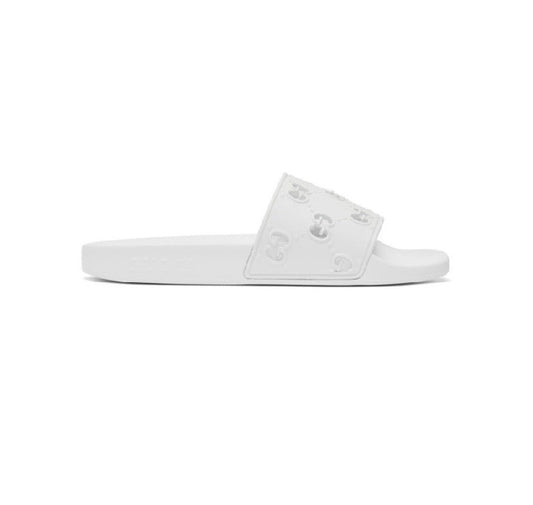 Sandale à glissière GG en caoutchouc Gucci pour homme en blanc