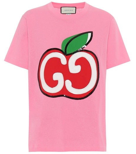 Women Gucci T-shirt with GG apple print