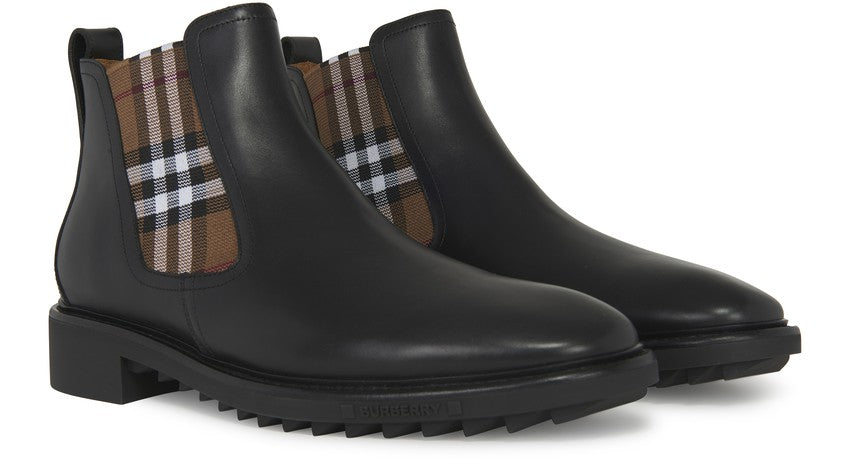 BURBERRY Bottines à carreaux en cuir