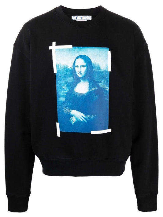 Sudadera con estampado de Mona Lisa en blanco roto