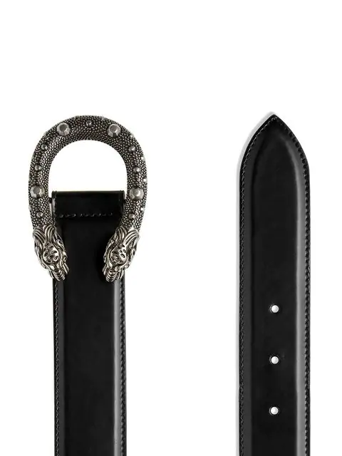 Ceinture en cuir avec boucle tête de tigre Homme Gucci