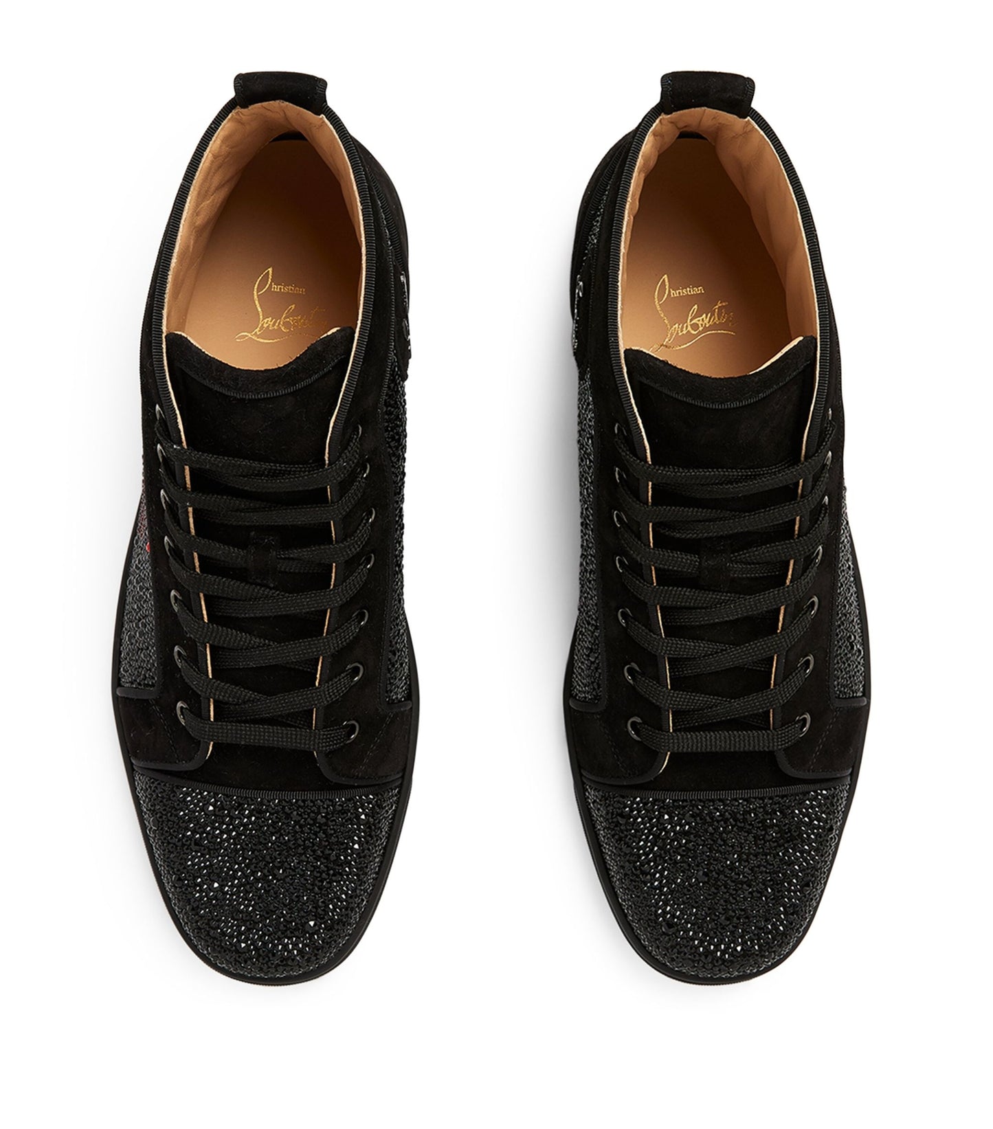 Louboutin Louis Strass Suede High-Top Sneakers