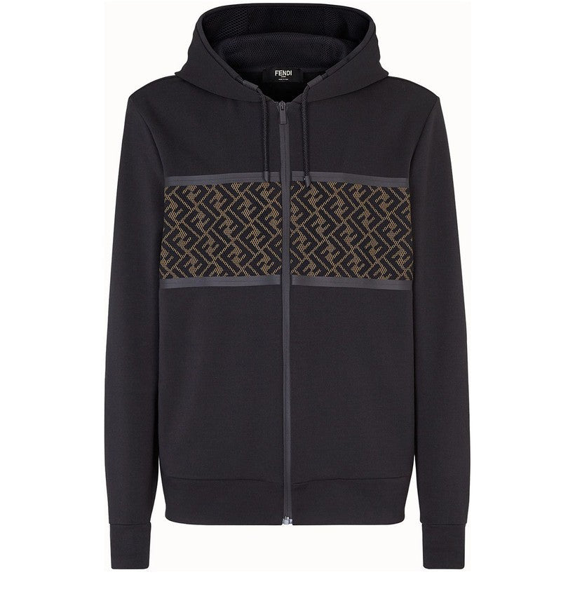 FENDI Sweat à capuche zippé en maille FF