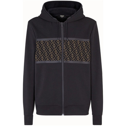 FENDI Sudadera con capucha y malla FF con cremallera