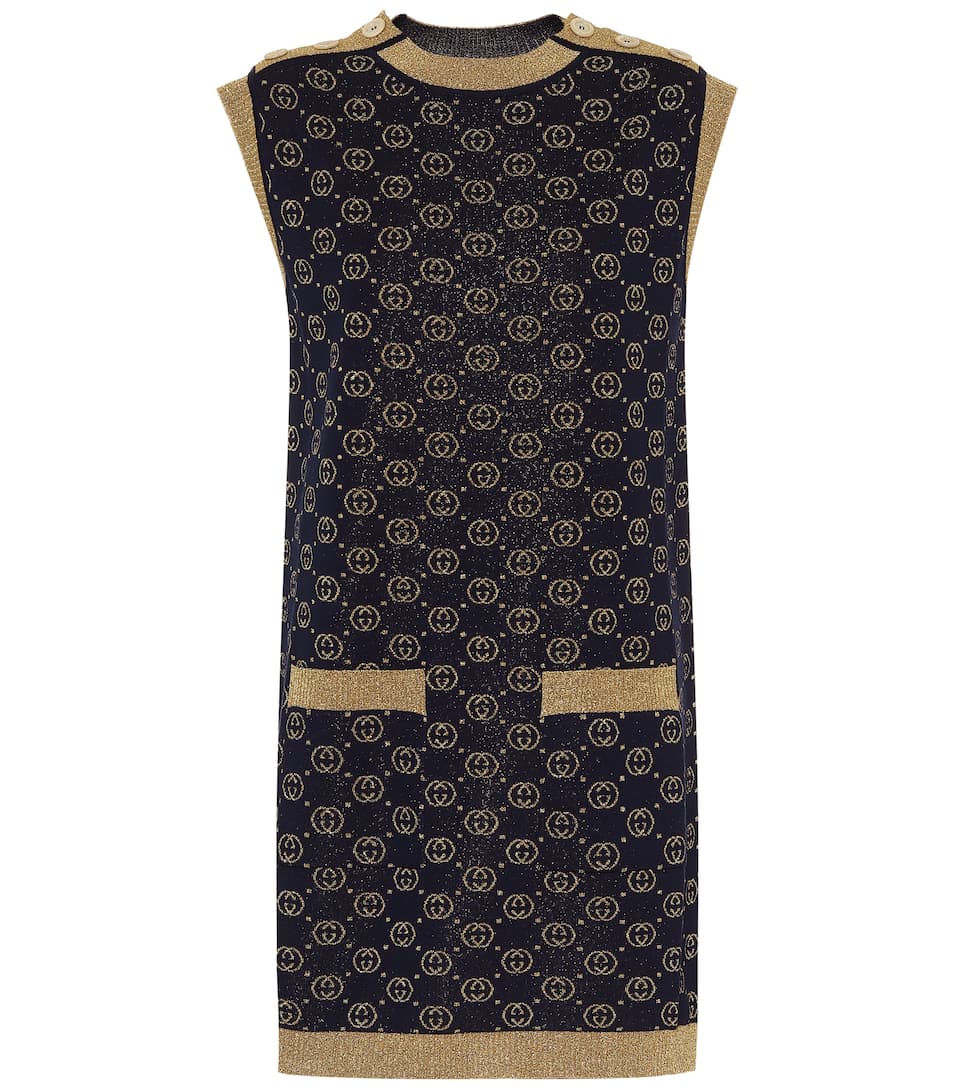 Vestido recto de jacquard con GG de GUCCI