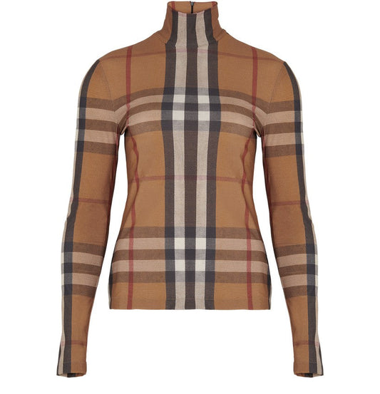 BURBERRY Check Turtleneck Top shirt