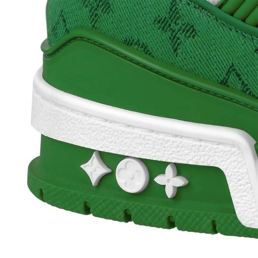 Louis Vuitton LV Trainer Sneaker Monogram Denim Blanc Vert