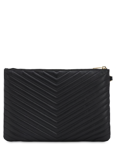 YSL Yves SAINT LAURENT MD QUILTED LEATHER POUCH