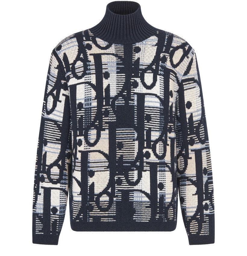 Dior Oblique Stand Collar Sweater with Tartan Motif - UN ATELIER