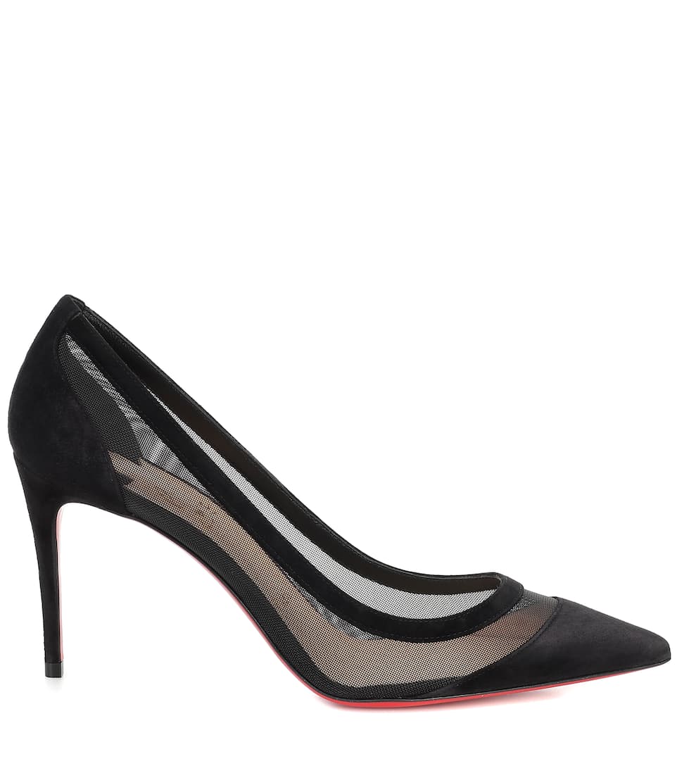 WOMEN CHRISTIAN LOUBOUTIN 85 suede and mesh pumps