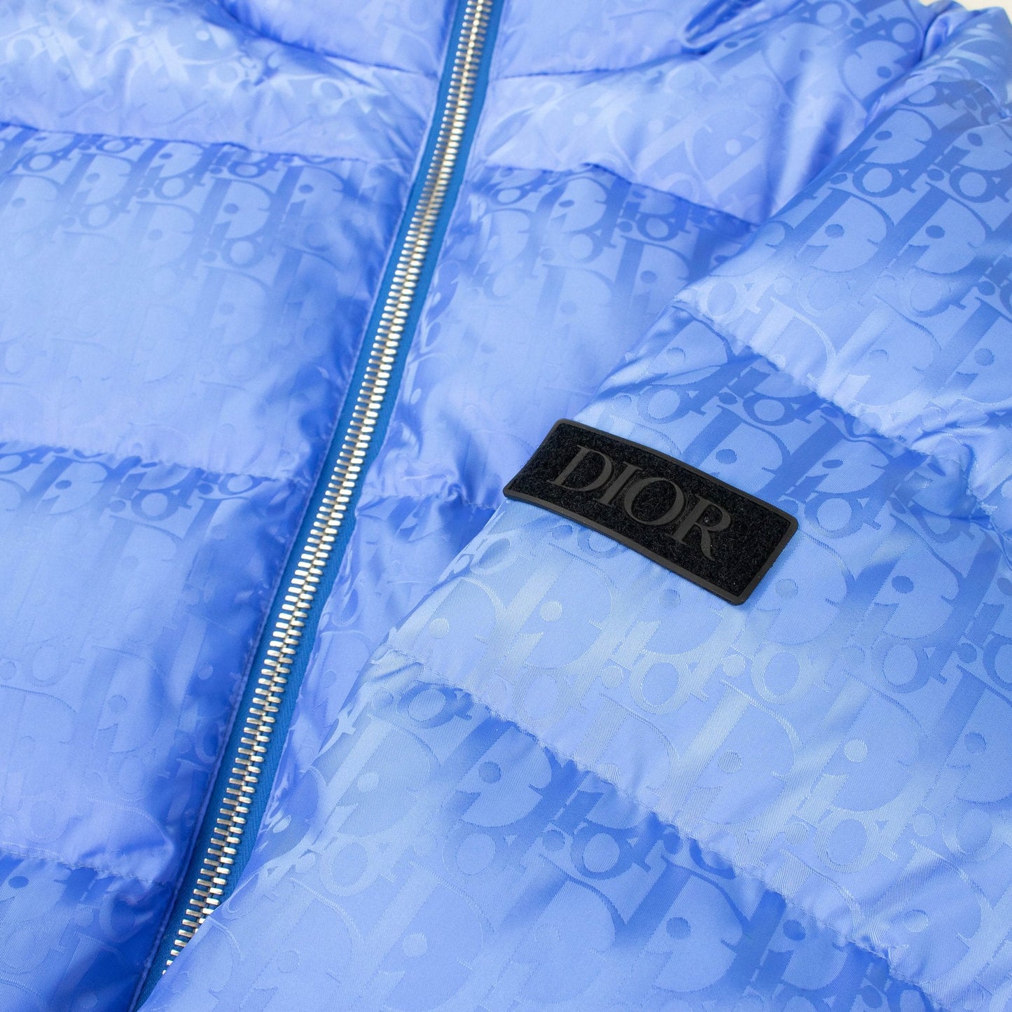 BLUE DIOR OBLIQUE PRINTED DOWN PUFFER JACKET