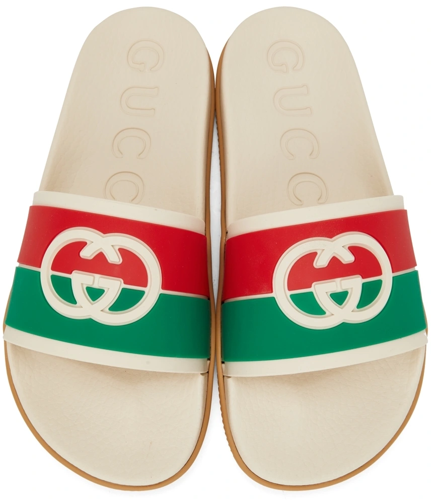 Sandale à glissière GUCCI blanc cassé à verrouillage G