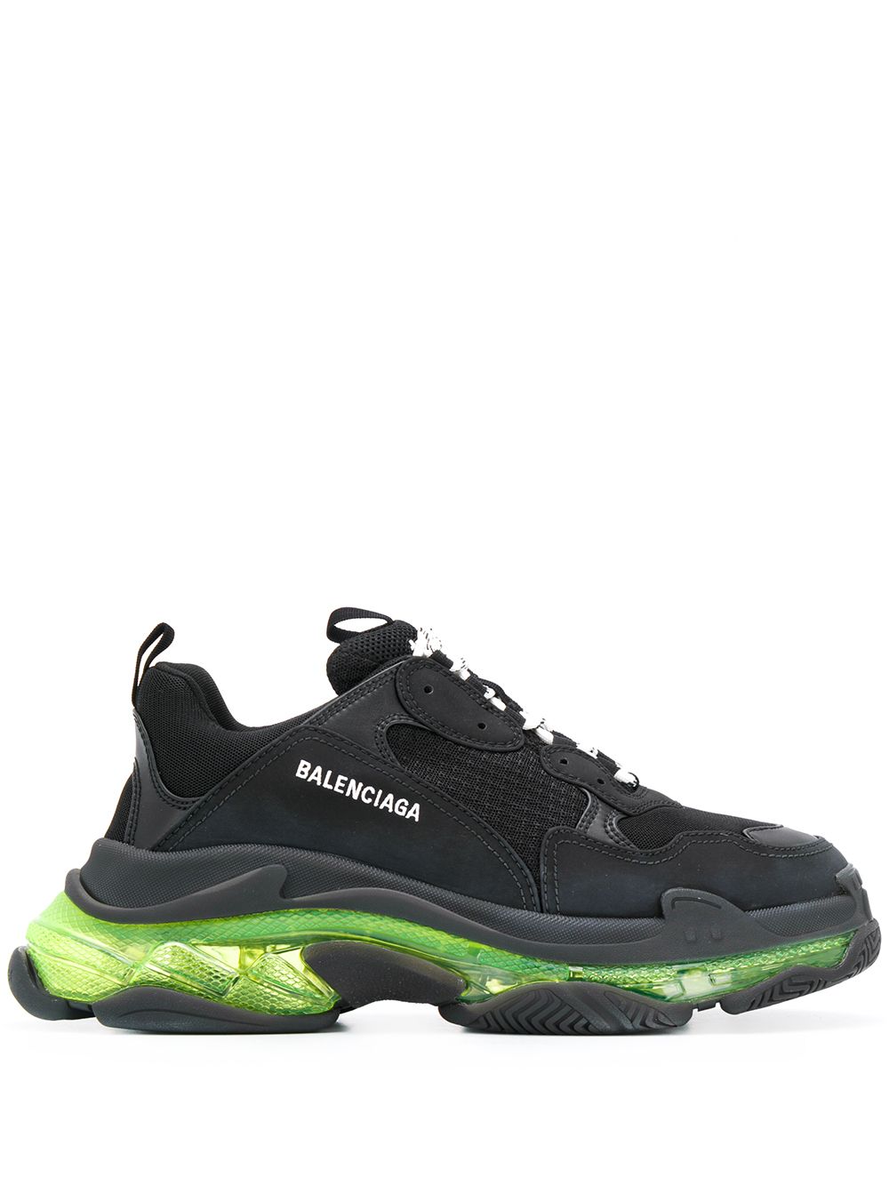 BASKETS BALENCIAGA NOIR VERT TRIPLE S CLEAR SOLE Homme