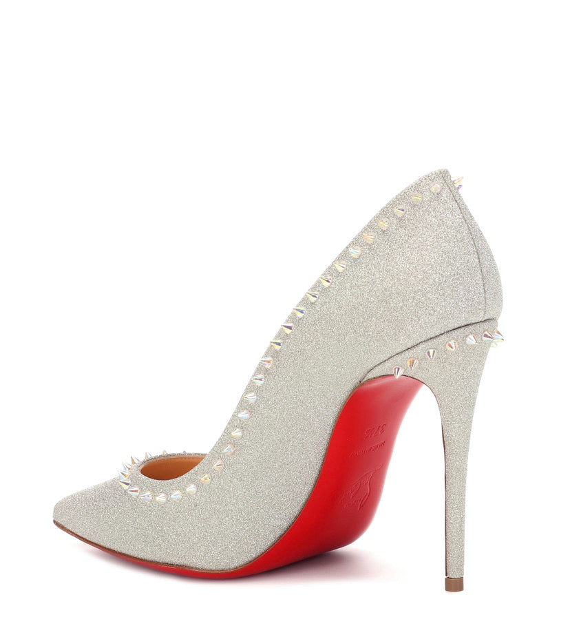 WOMEN CHRISTIAN LOUBOUTIN ANGALINA 100 EMBELLISHED GLITTER PUMPS