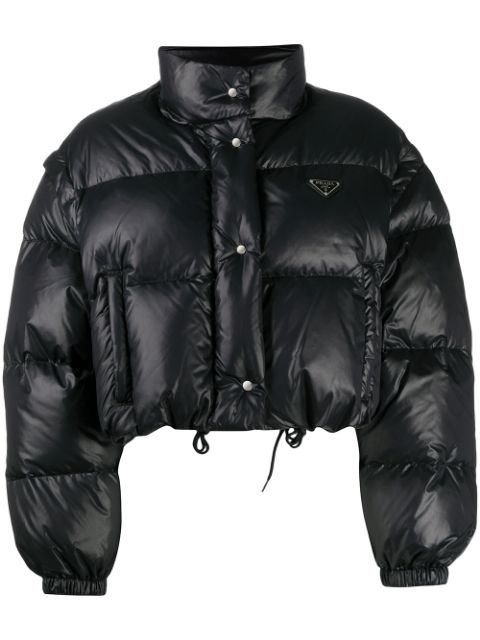 Prada removable sleeves cropped puffer jacket