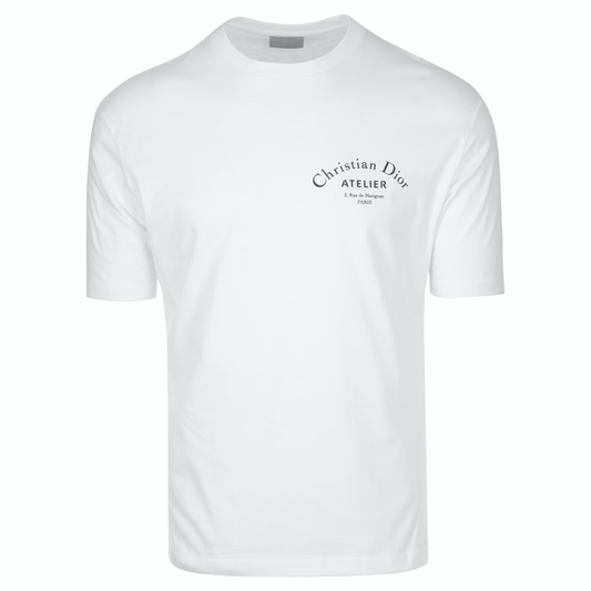 Men Dior White Cotton 'Christian Dioir Atelier' Cotton T-Shirt