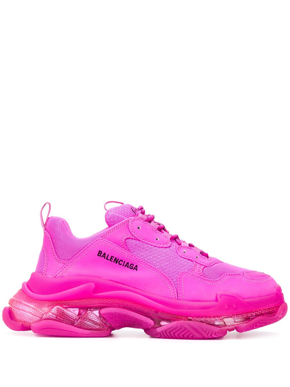 BASKETS BALENCIAGA ROSE TRIPLE S SEMELLE TRANSPARENTE