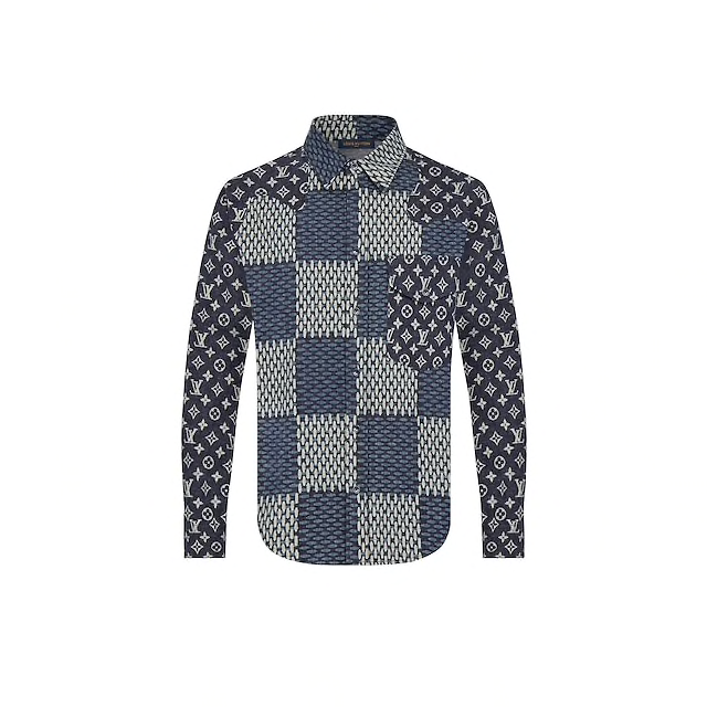 CAMISA FRANELA MONOGRAMA HOMBRE LOUIS VUITTON GIANT DAMIER WAVES