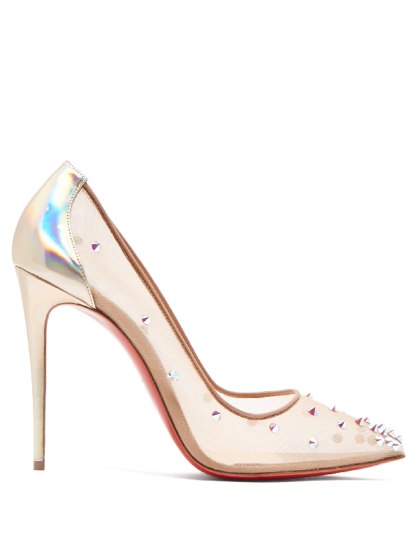 WOMEN CHRISTIAN LOUBOUTIN Degra 100 embellished mesh pumps