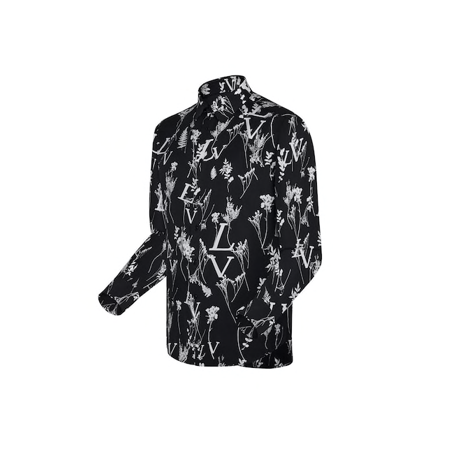 CHEMISE RÉGULIÈRE À MANCHES LONGUES IMPRIMÉE FEUILLE LOUIS VUITTON HOMME