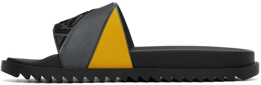 FENDI Claquettes Fussbett grises et jaunes 'Forever Fendi'