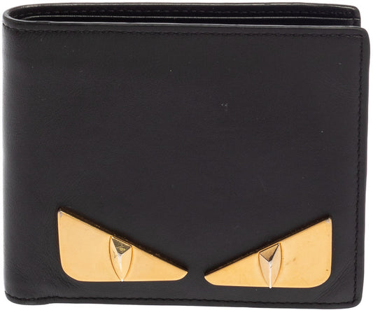 Portefeuille en cuir à deux volets Fendi Monster Eyes