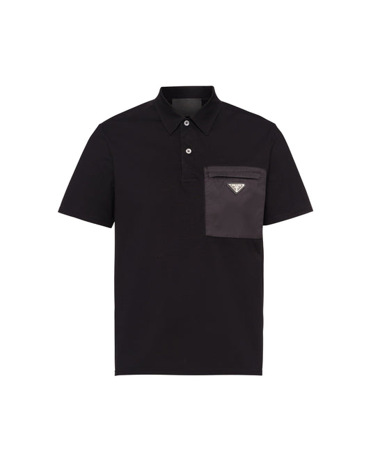 Prada Stretch cotton polo shirt with nylon details