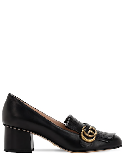 WOMEN GUCCI 55MM MARMONT FRINGED LEATHER PUMPS