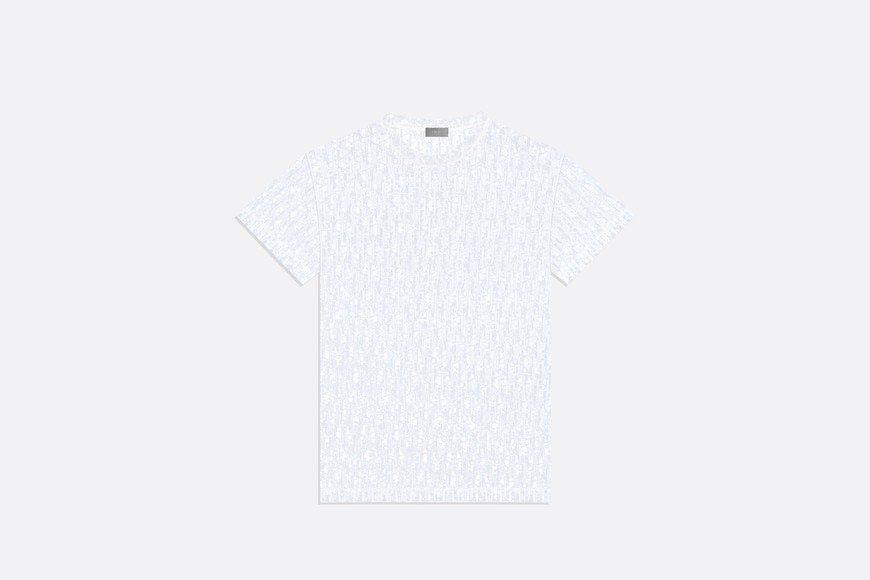 Men Dior White Mesh Jersey T-shirt with Dior Oblique Dévoré Effect