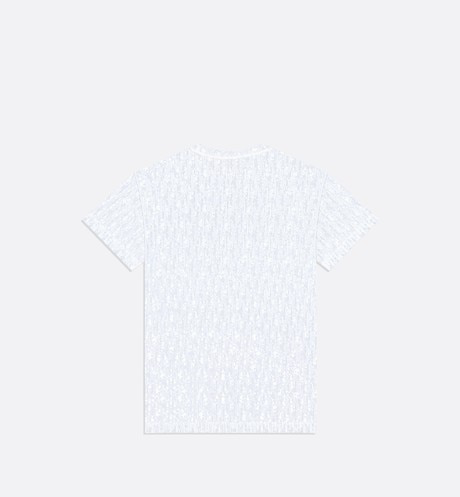 Men Dior White Mesh Jersey T-shirt with Dior Oblique Dévoré Effect